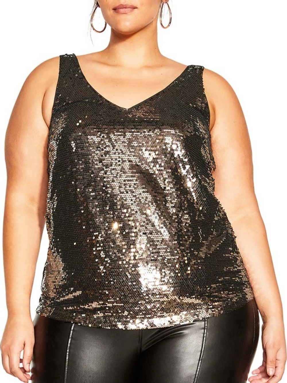 City Chic Bronze Razzle Dazzle Sequin Camisole - Size 22